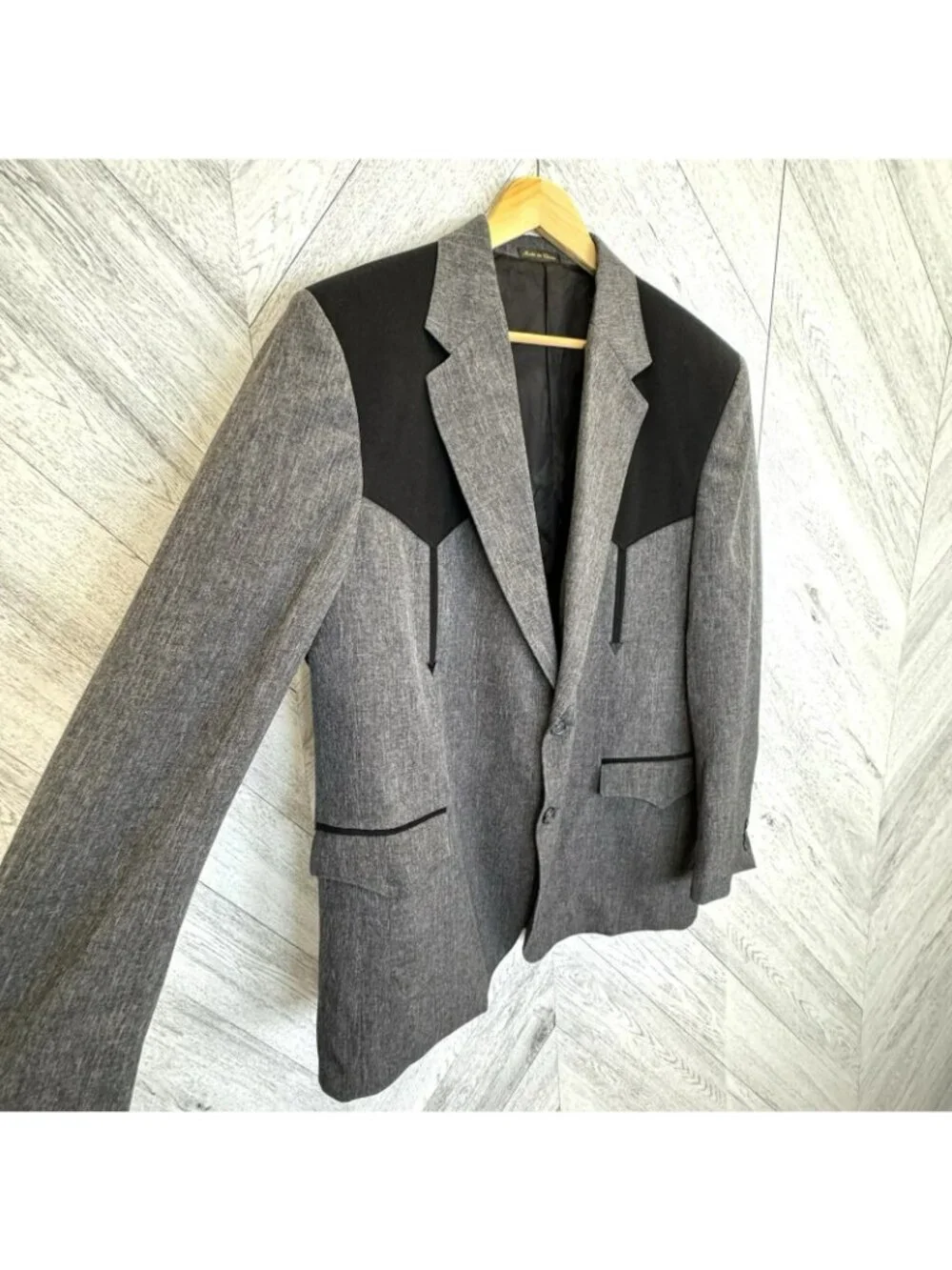 Circle S Western Yoke Blazer Mens Size 48R Gray Black Cowboy Ranch Rodeo Jacket
